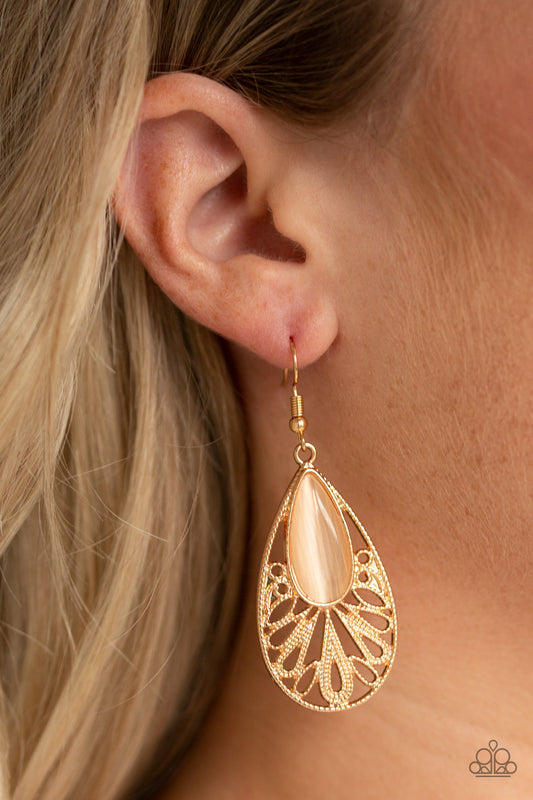 1006 Glowing Tranquility - Gold Earrings Paparazzi Accessories