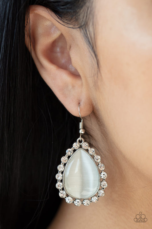 Teardrop Trendsetter - White Earrings Paparazzi Accessories
