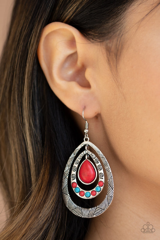 Terra Teardrops - Red Earrings Paparazzi Accessories
