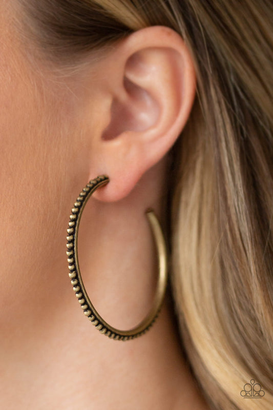 Totally On Trend - Brass Earrings Paparazzi Accessories
