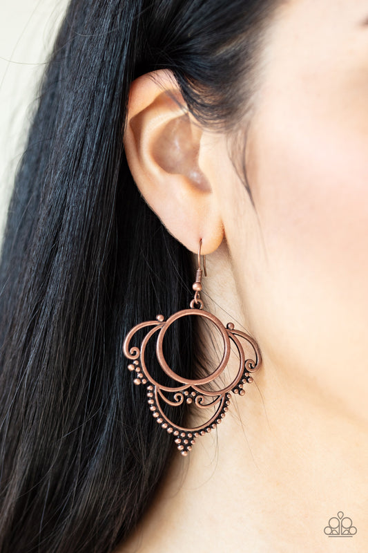 ** 1100 Metallic Macrame - Copper Earrings Paparazzi Accessories