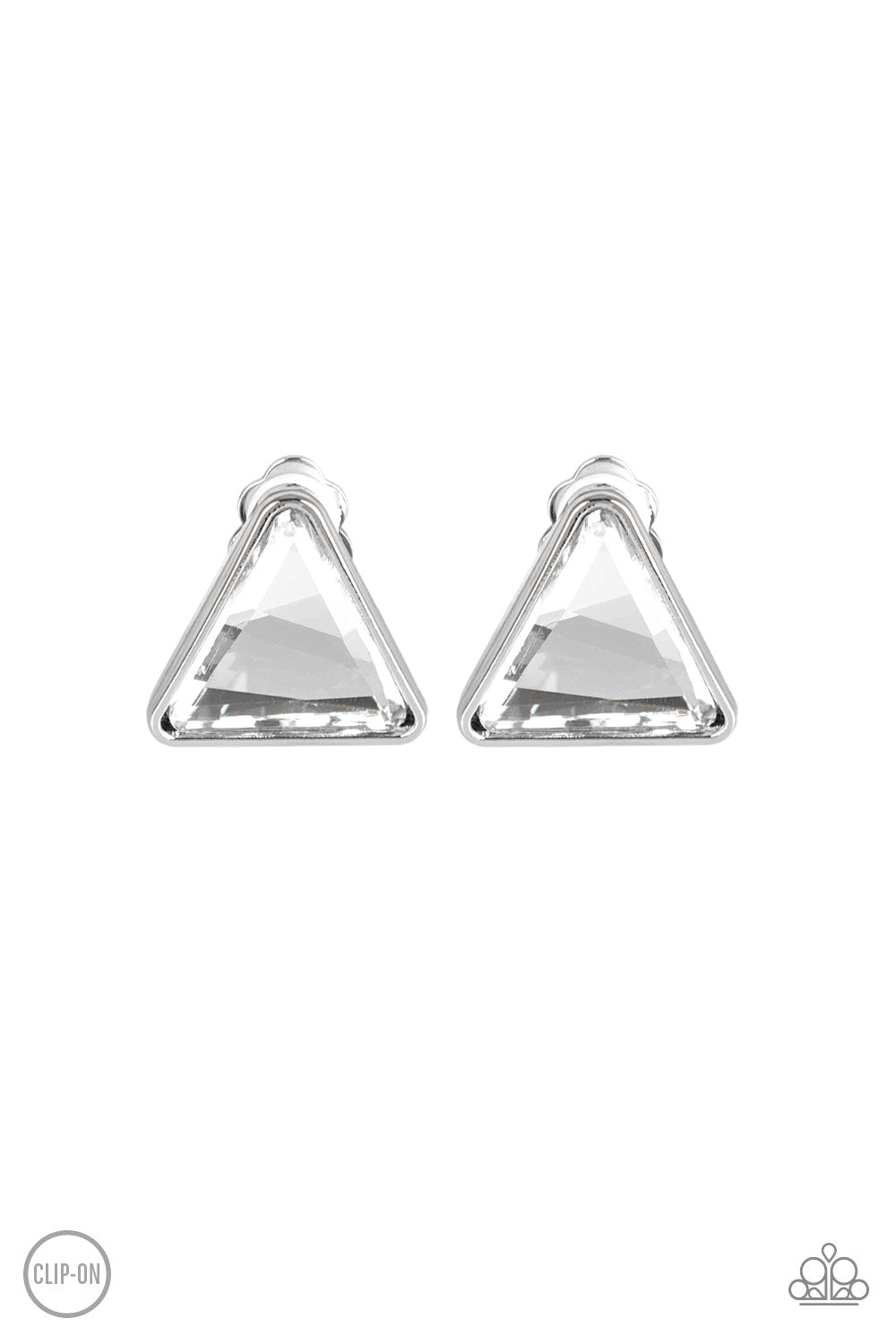 Timeless In Triangles - White Earrings Paparazzi Accessories