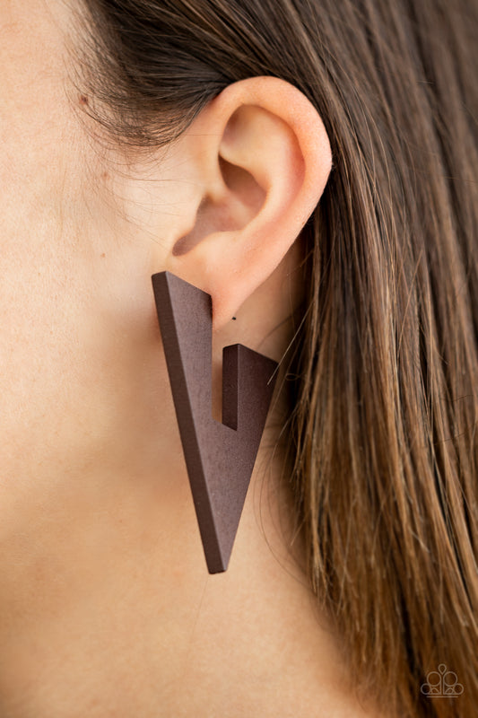 ** 0116 Boardroom Bravado - Brown Earrings Paparazzi Accessories