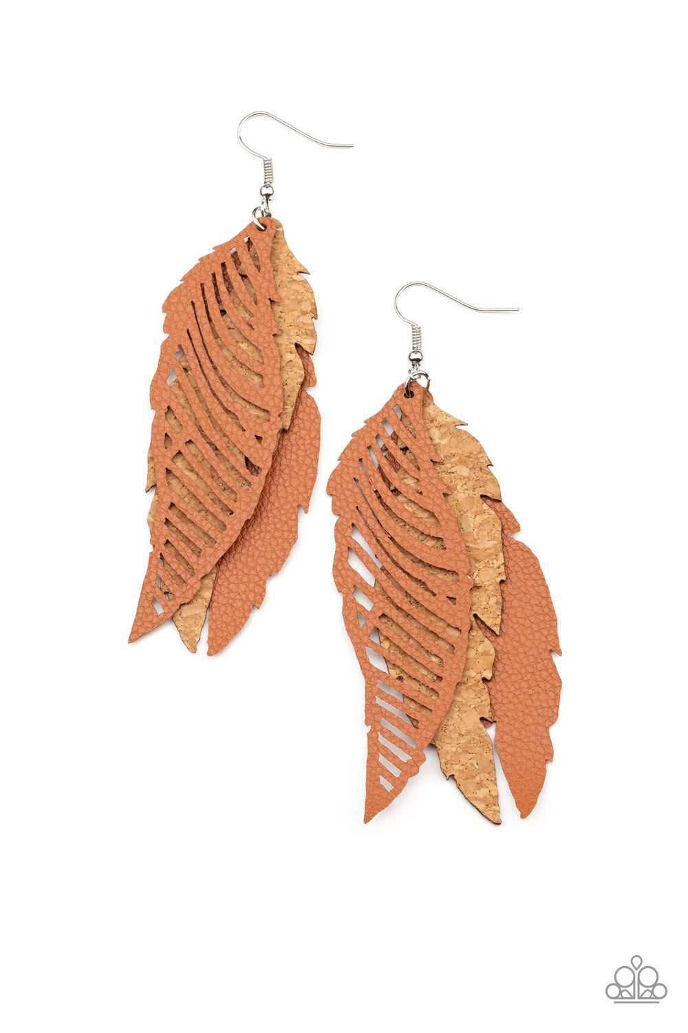 1248 Paparazzi Accessories WINGING Off The Hook - Brown Earrings