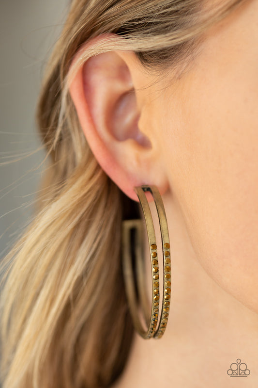 Double The Bling - Brass Earrings Paparazzi Accessories