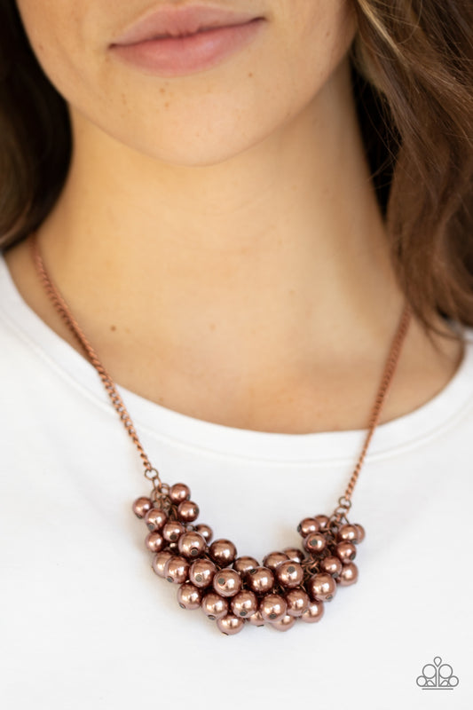 1343 Grandiose Glimmer - Copper & Pearl Necklace Paparazzi Accessories