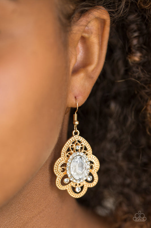 Reign Supreme - Gold Earrings Paparazzi Accessories