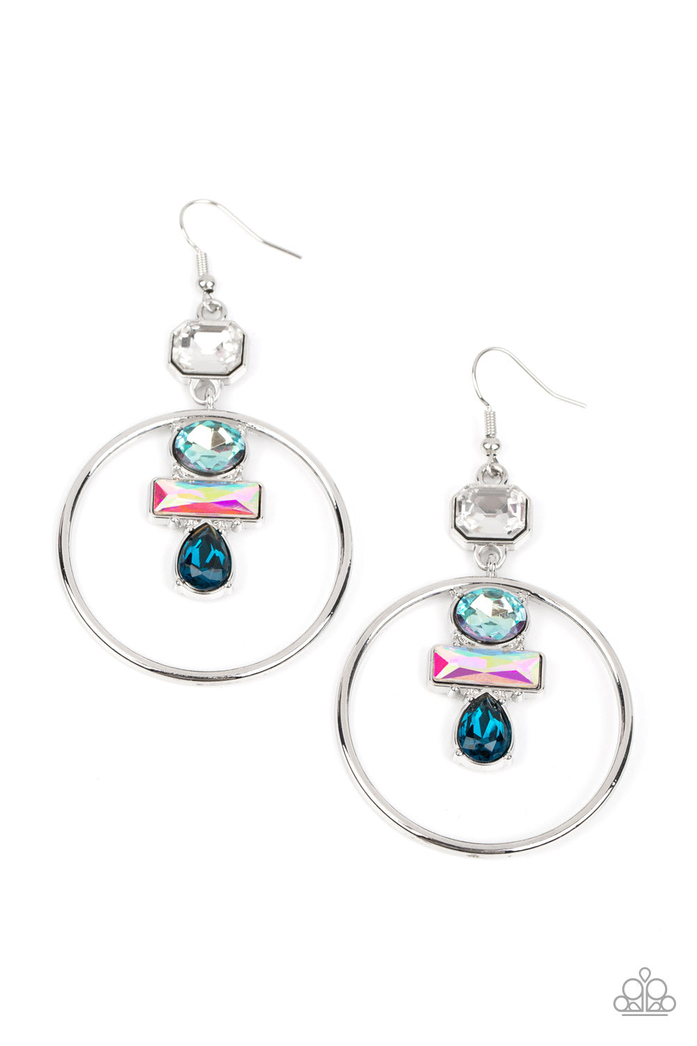 3058 Geometric Glam - Blue Earrings Life of the Party