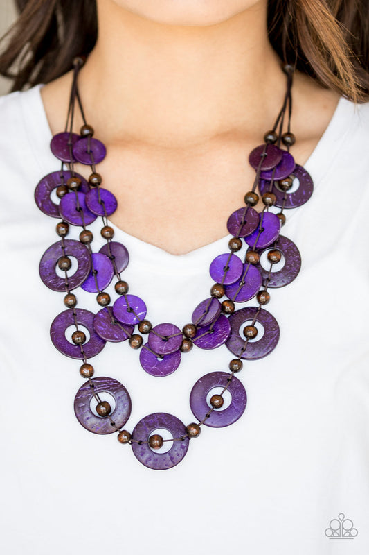 Catalina Coastin - Purple Wood Necklace Paparazzi Accessories