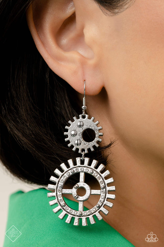 Paparazzi Accessories I Have a STEAMPUNK - White Earrings