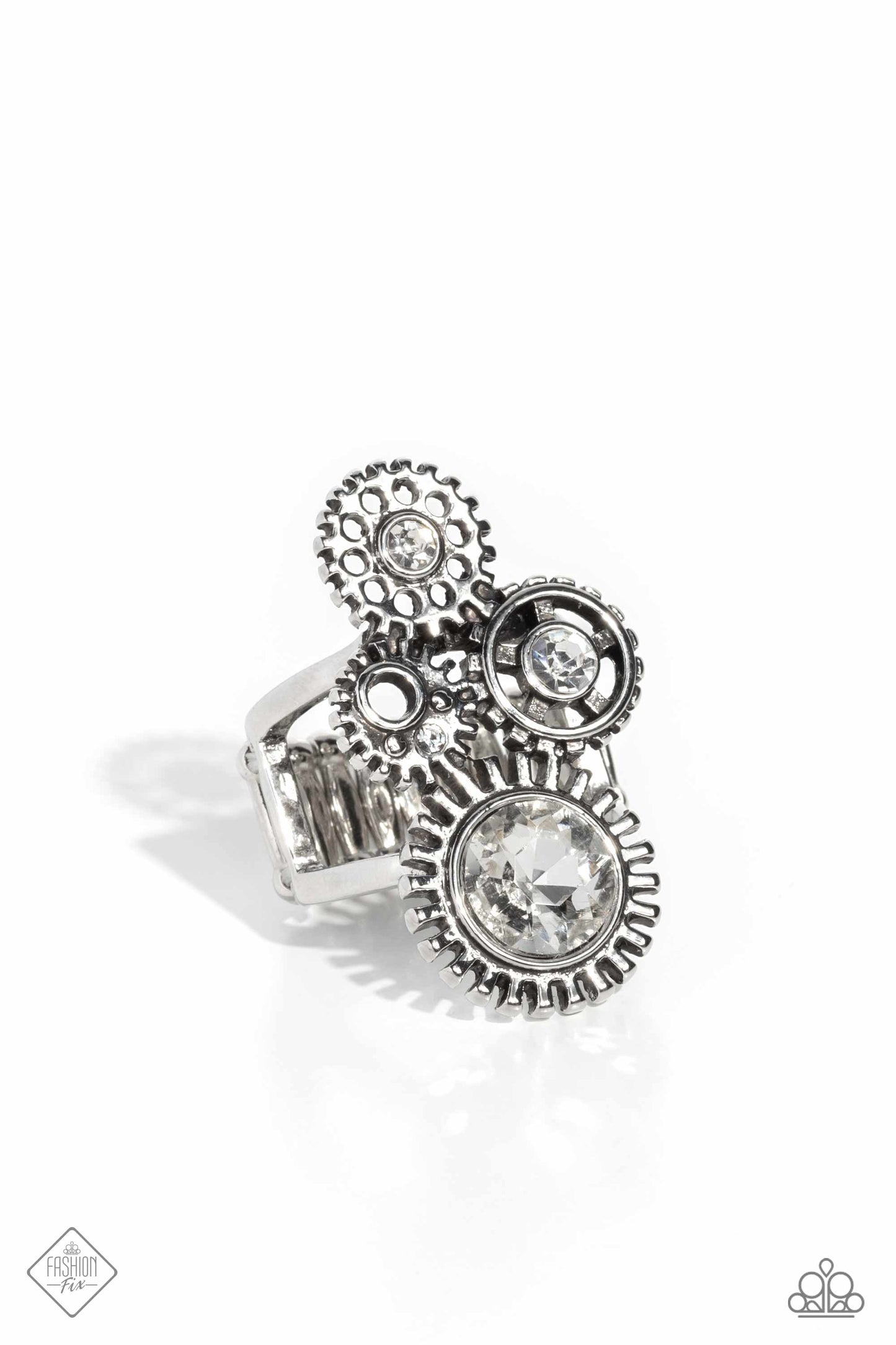 Paparazzi Accessories Blowing Off STEAMPUNK - White Ring