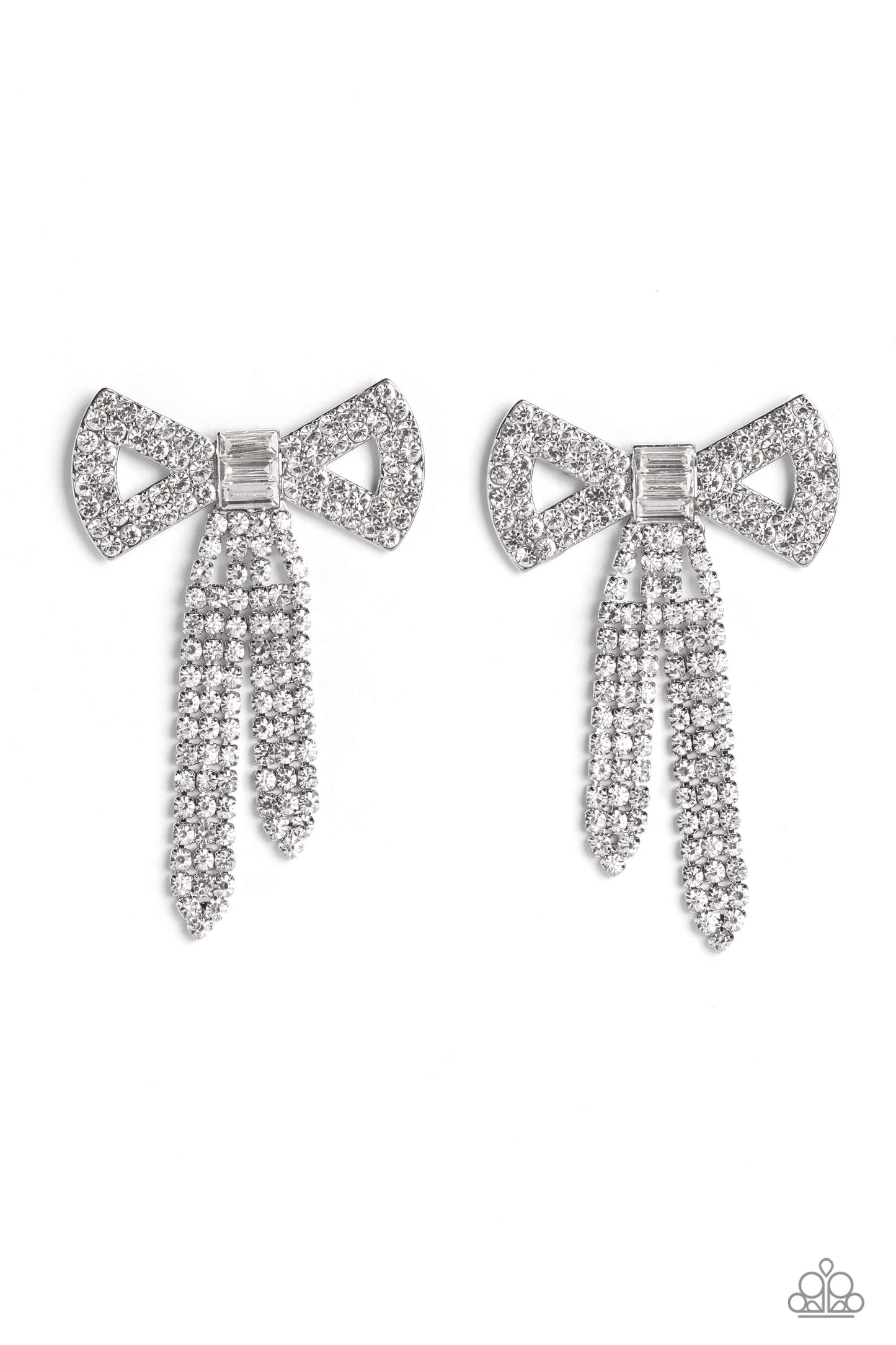 ** Just BOW With It - White Earrings