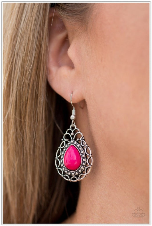 Flirty Finesse - Pink Earrings Paparazzi Accessories