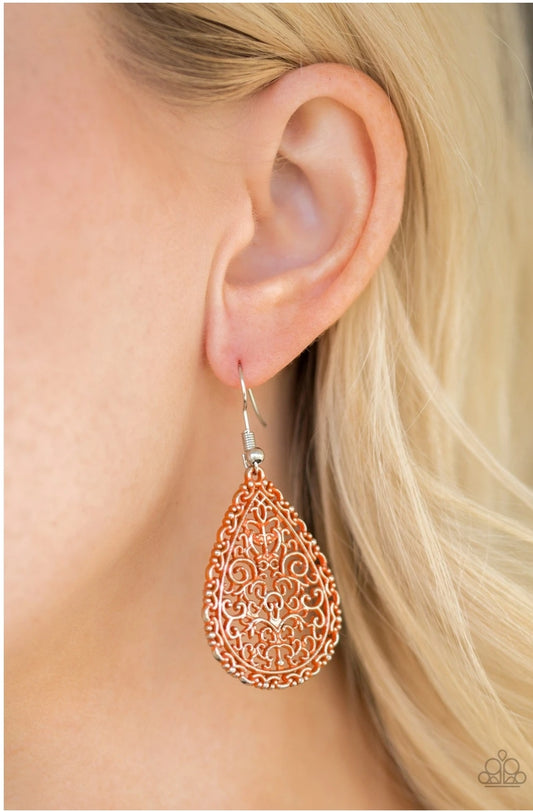 Indie Idol Orange Earrings Paparazzi Accessories