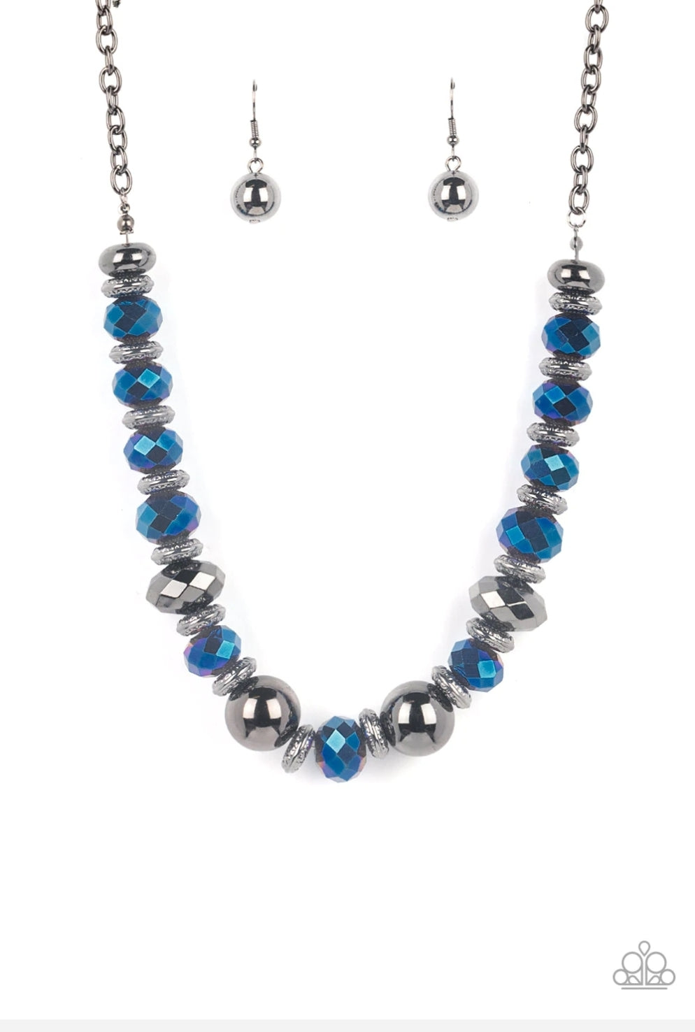 Paparazzi Interstellar Influencer-Blue Necklace May 2022 Life of the Party EXCLUSIVE
