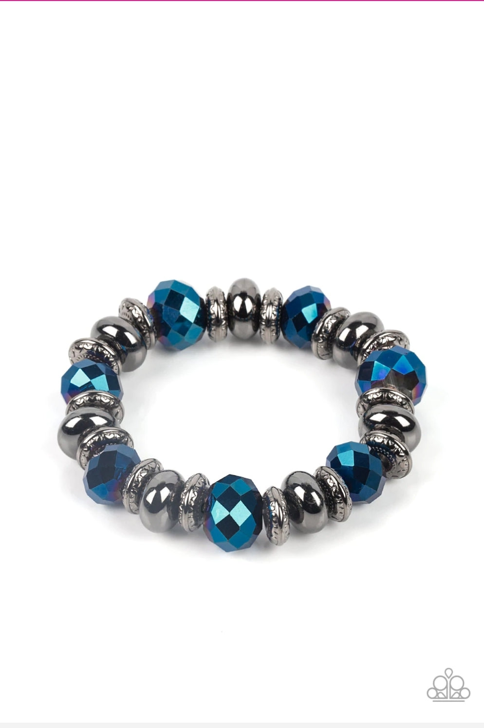 2412 Paparazzi Power Pose Blue Bracelet Life of the Party EXCLUSIVE