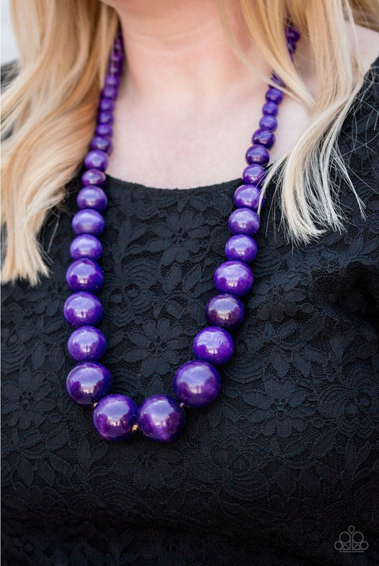 Effortlessly Everglades - Purple Wood Necklaces - Paparazzi Accessories