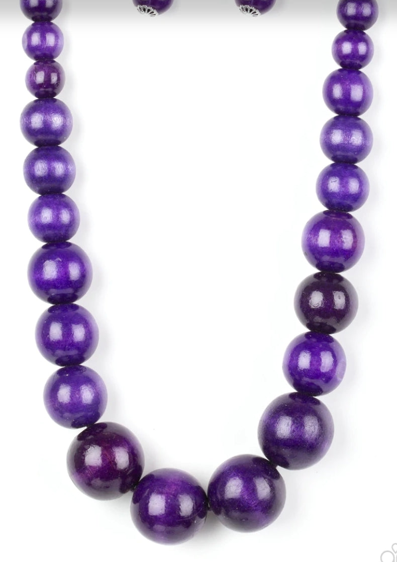 Effortlessly Everglades - Purple Wood Necklaces - Paparazzi Accessories