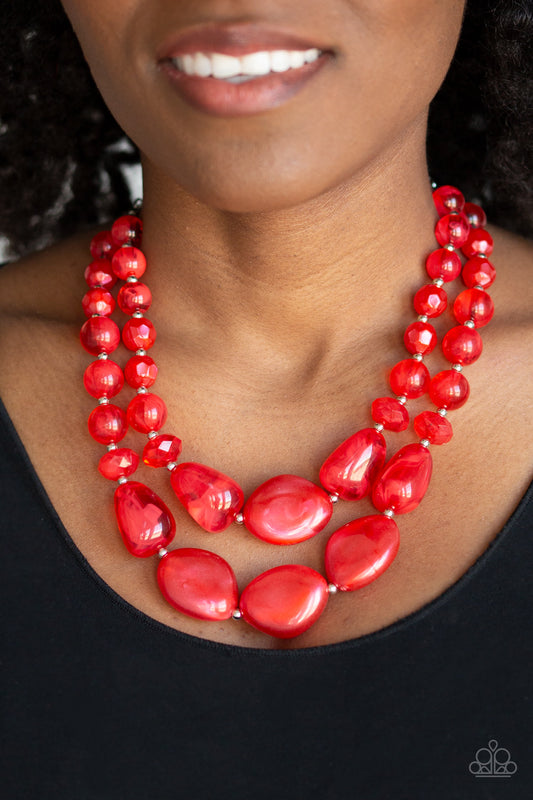 0039 Beach Glam - Red Necklace Paparazzi Accessories